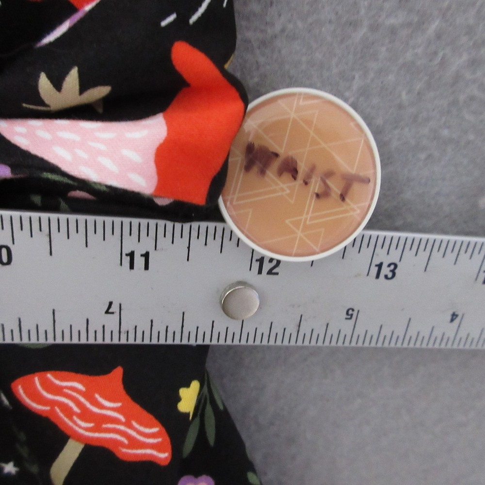Eva Rose Dress Mushroom Fit‎ Flare Black Retro Mod Belted Novelty Forest Quirky - Picture 8 of 9